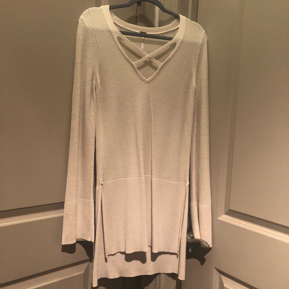 Free People Beige Tunic Sweater